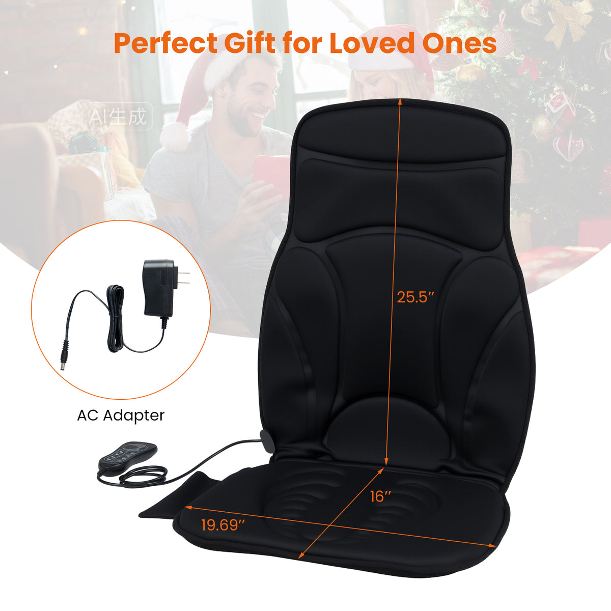 Back Massager Seat Cushion with Heat and 10 Vibration Motors for Pain Relief, Black Back Massager at Gallery Canada
