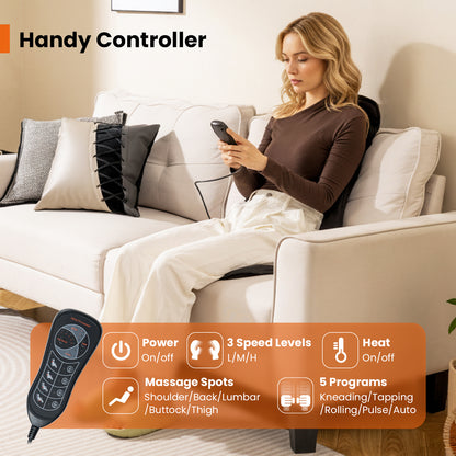 Back Massager Seat Cushion with Heat and 10 Vibration Motors for Pain Relief, Black Back Massager at Gallery Canada