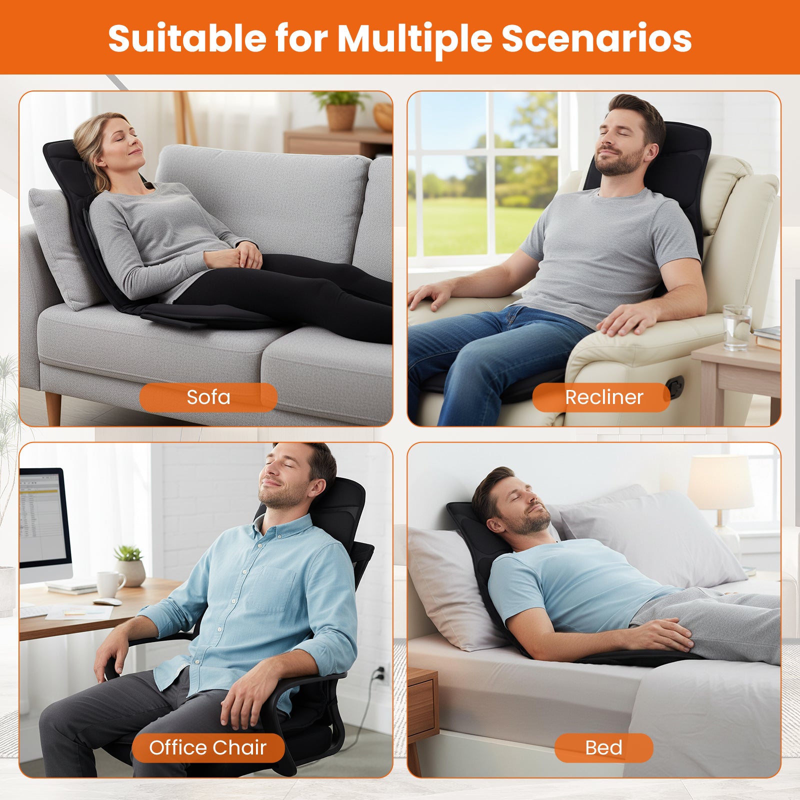 Back Massager Seat Cushion with Heat and 10 Vibration Motors for Pain Relief, Black Back Massager at Gallery Canada