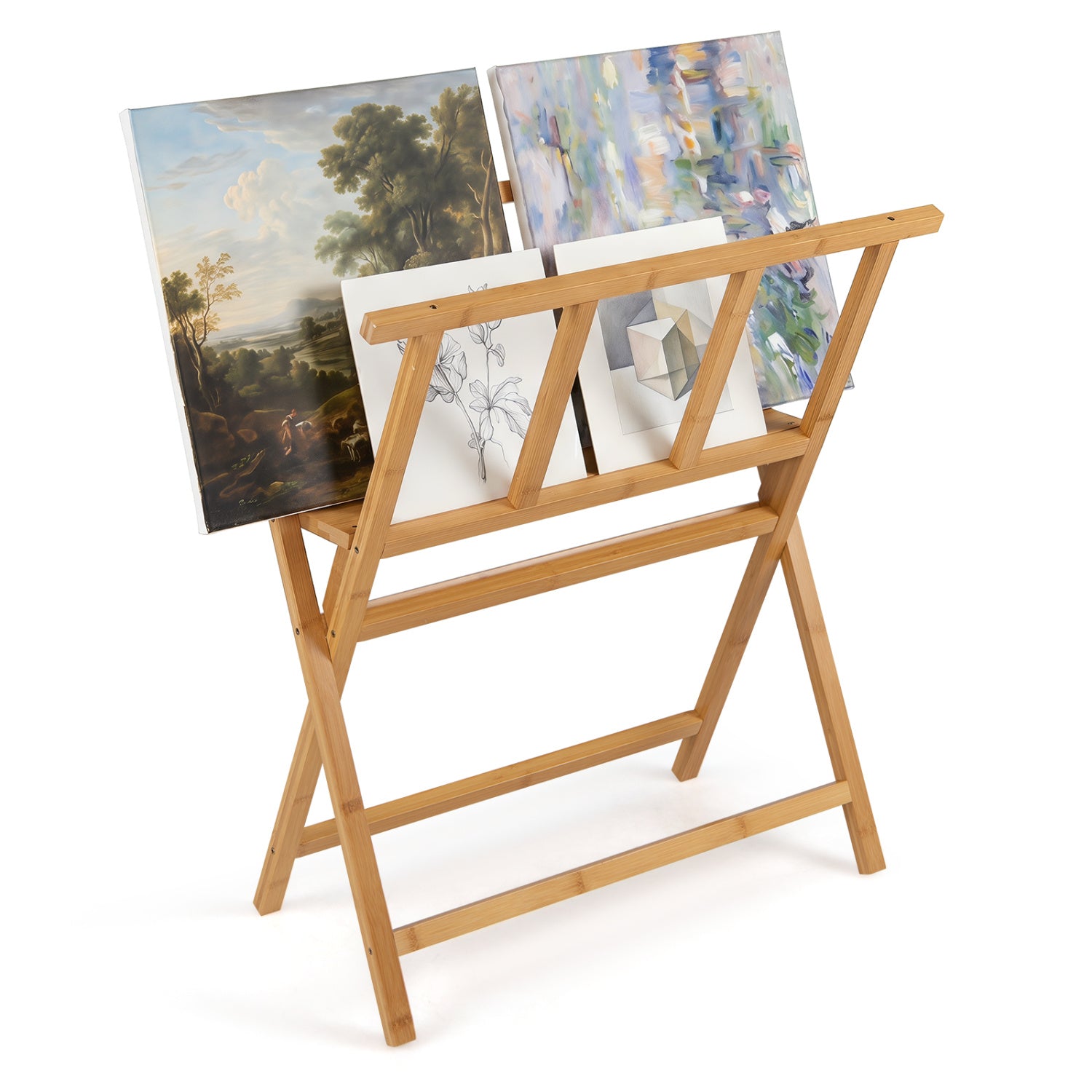 Bamboo Art Print Rack, Canvas Storage Display, Natural Art Easels Natural at Gallery Canada