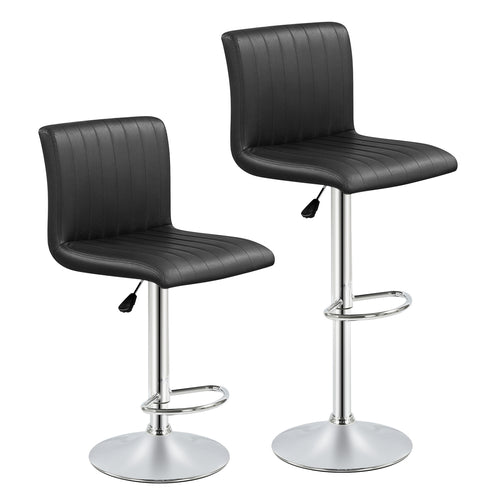 Adjustable Swivel Bar Stools Set Of 2, Black