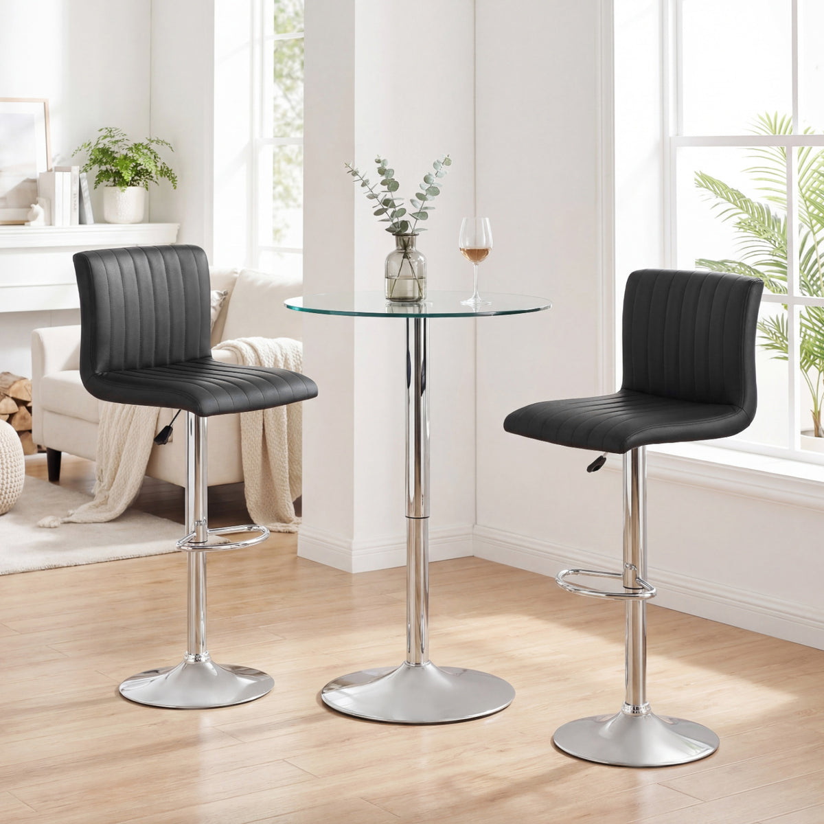Adjustable Swivel Bar Stools Set Of 2, Black Bar Stools at Gallery Canada