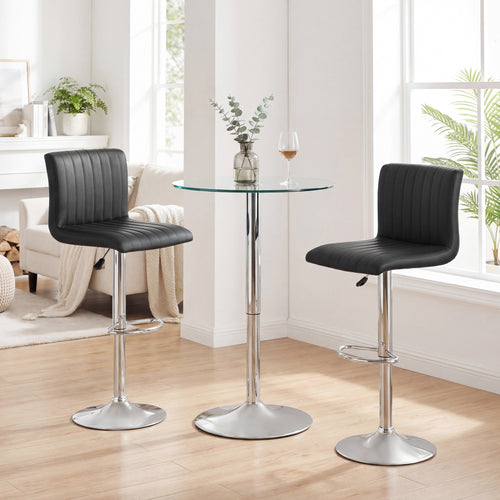 Adjustable Swivel Bar Stools Set Of 2, Black