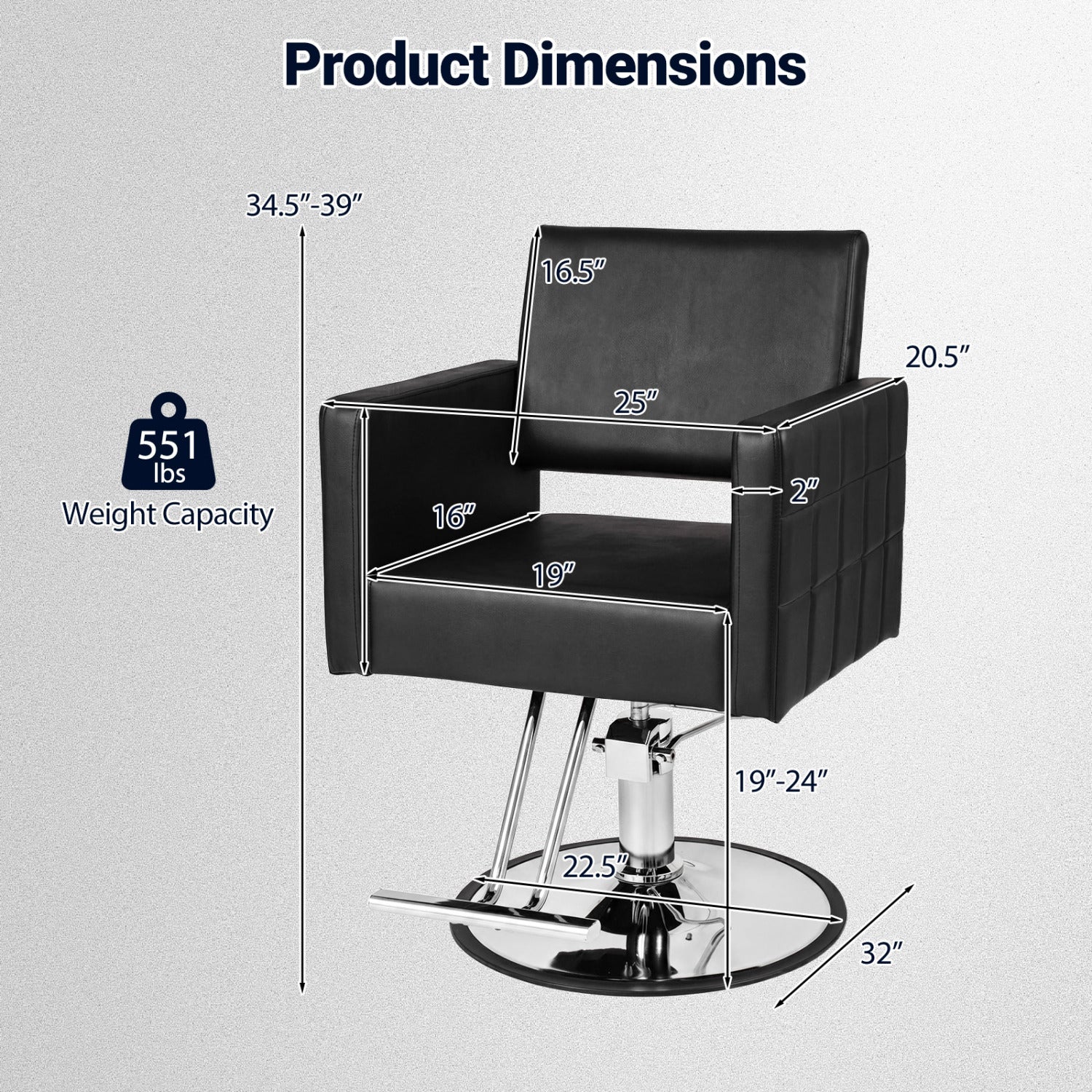 Barber Salon Chair, Hydraulic Pump, Adjustable Height, Black Spa & Salon at Gallery Canada
