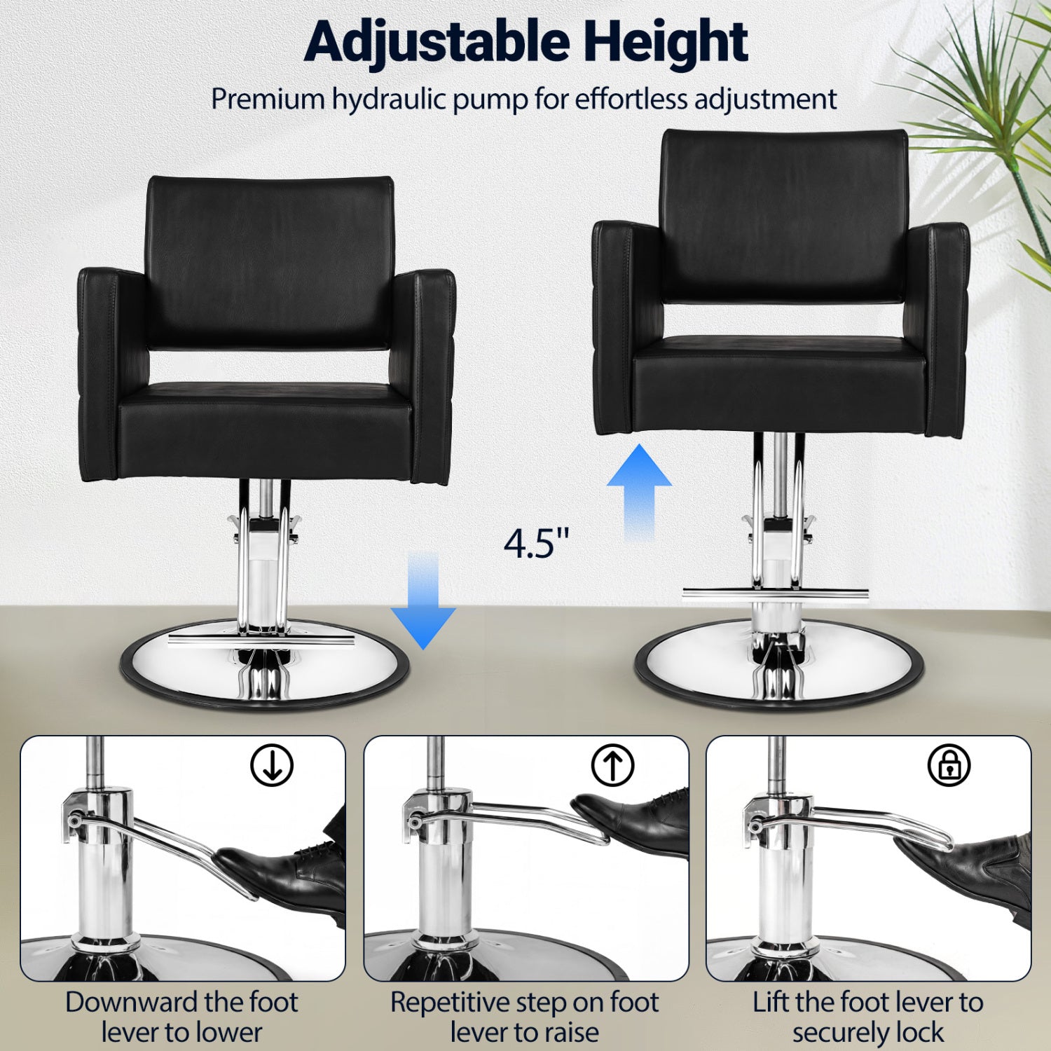 Barber Salon Chair, Hydraulic Pump, Adjustable Height, Black Spa & Salon at Gallery Canada