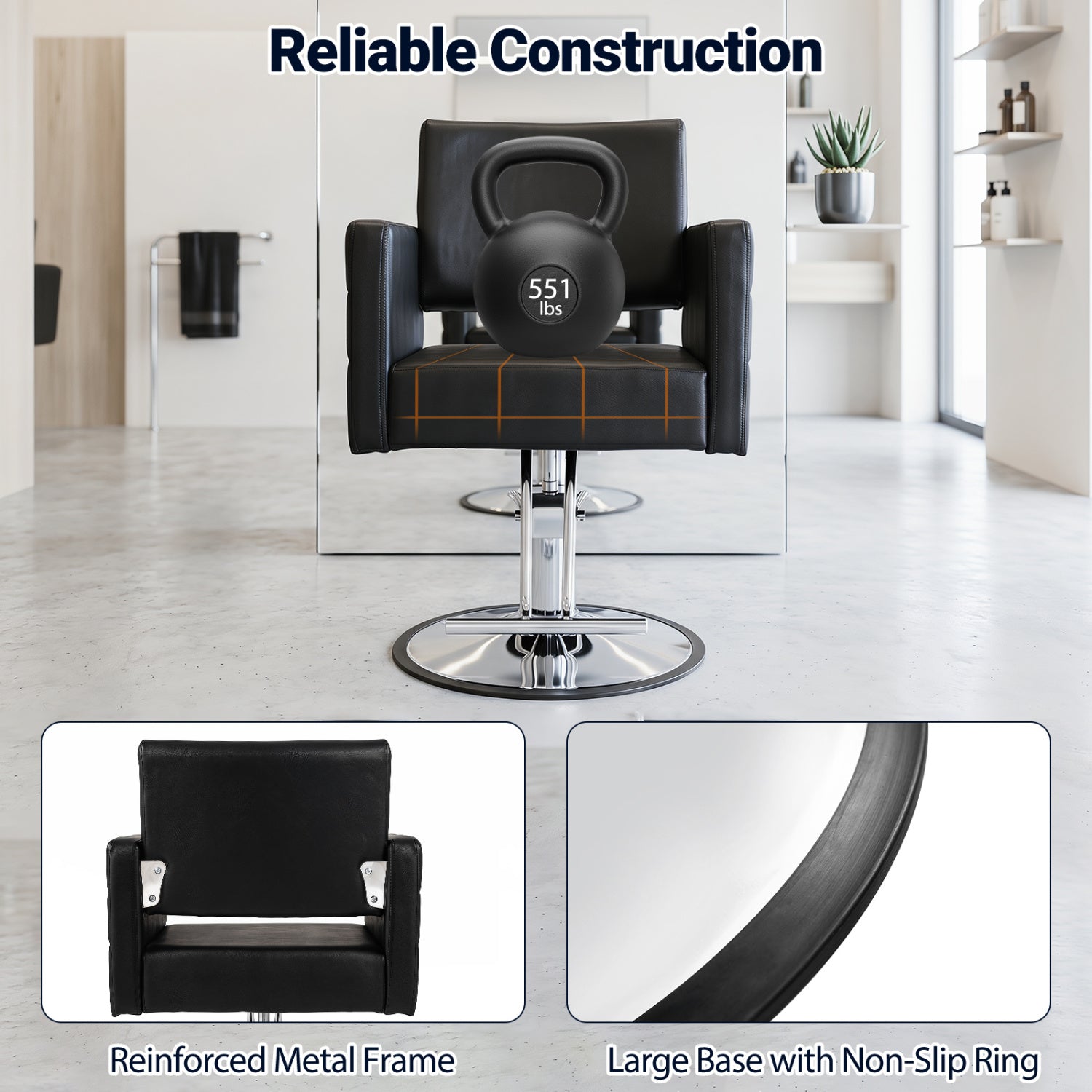 Barber Salon Chair, Hydraulic Pump, Adjustable Height, Black Spa & Salon at Gallery Canada