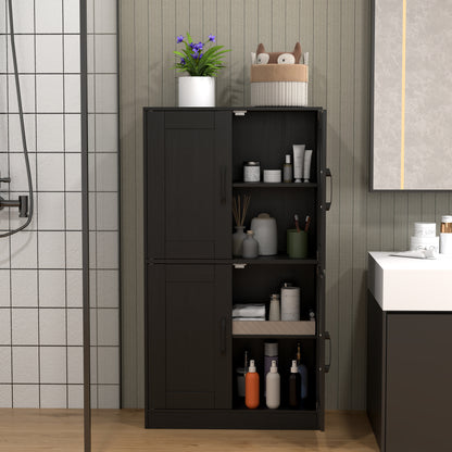 Bathroom Cabinet 43.5 Inch, Storage With Doors, Adjustable Shelves, Black Floor Cabinets at Gallery Canada