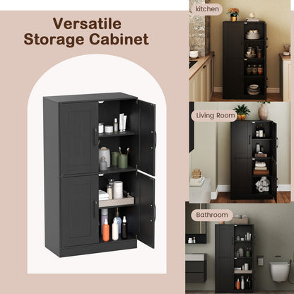 Bathroom Cabinet 43.5 Inch, Storage With Doors, Adjustable Shelves, Black Floor Cabinets at Gallery Canada