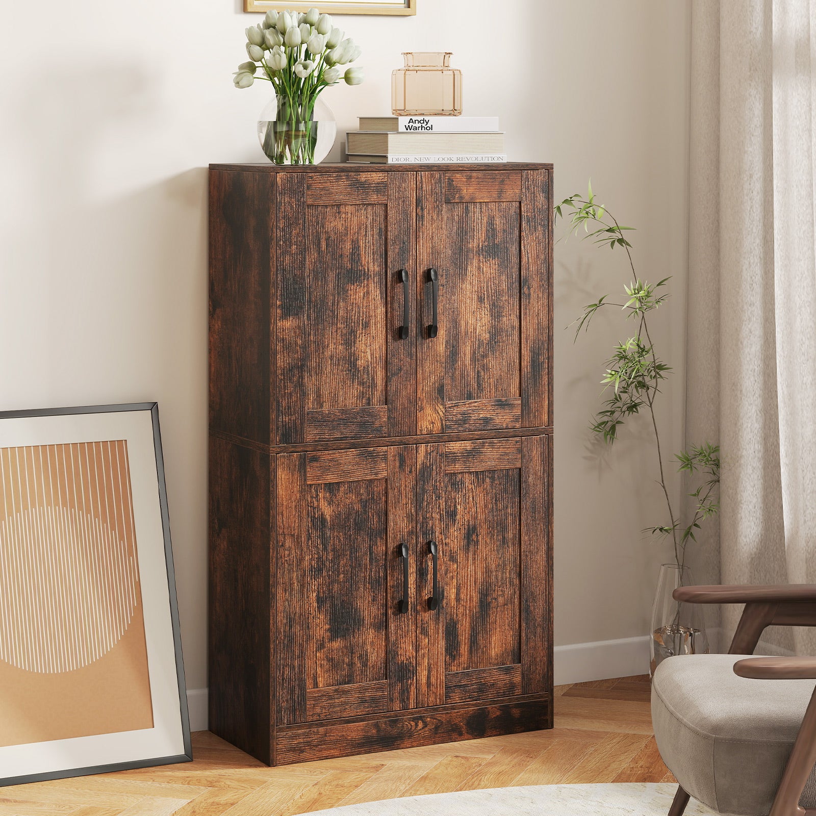 Bathroom Cabinet, 43.5 Inch, Doors, Adjustable Shelves, Rustic Brown Floor Cabinets at Gallery Canada