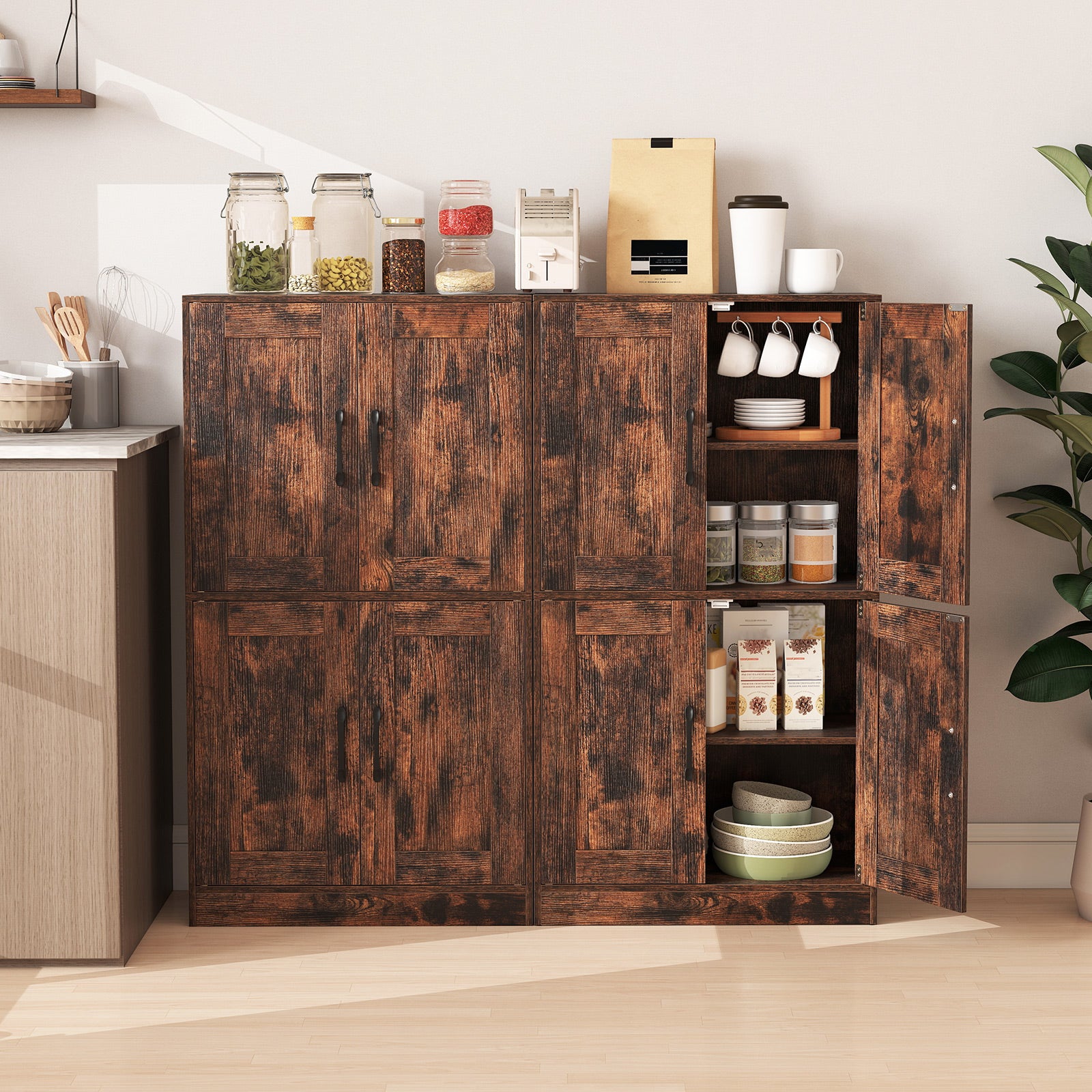 Bathroom Cabinet, 43.5 Inch, Doors, Adjustable Shelves, Rustic Brown Floor Cabinets at Gallery Canada
