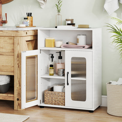 Bathroom Cabinet, 2 Doors, 3-Level Adjustable Shelf, White Floor Cabinets at Gallery Canada
