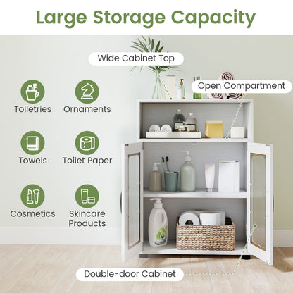 Bathroom Cabinet, 2 Doors, 3-Level Adjustable Shelf, White Floor Cabinets at Gallery Canada
