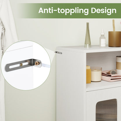 Bathroom Cabinet, 2 Doors, 3-Level Adjustable Shelf, White Floor Cabinets at Gallery Canada