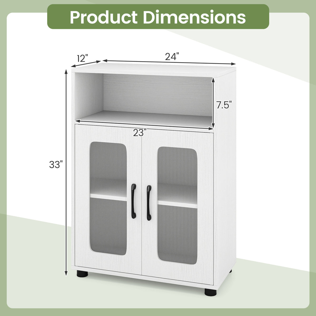 Bathroom Cabinet, 2 Doors, 3-Level Adjustable Shelf, White Floor Cabinets at Gallery Canada