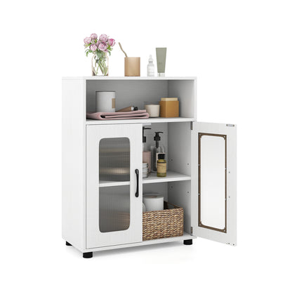 Bathroom Cabinet, 2 Doors, 3-Level Adjustable Shelf, White Floor Cabinets White at Gallery Canada