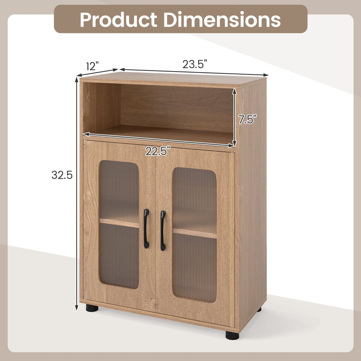 Bathroom Cabinet Set, 59 Inch Tall, 2-Door Floor, Natural