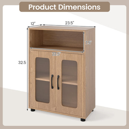Bathroom Cabinet Set, 59 Inch Tall, 2-Door Floor, Natural