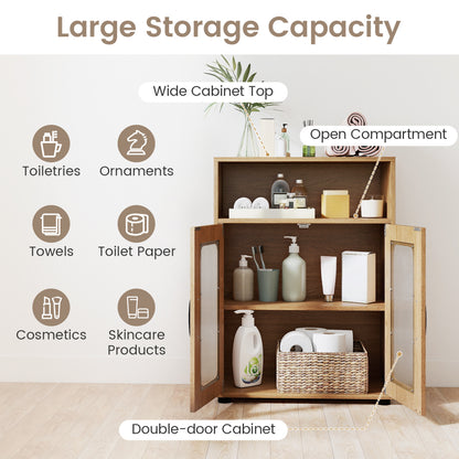 Bathroom Cabinet Set, 59 Inch Tall, 2-Door Floor, Natural