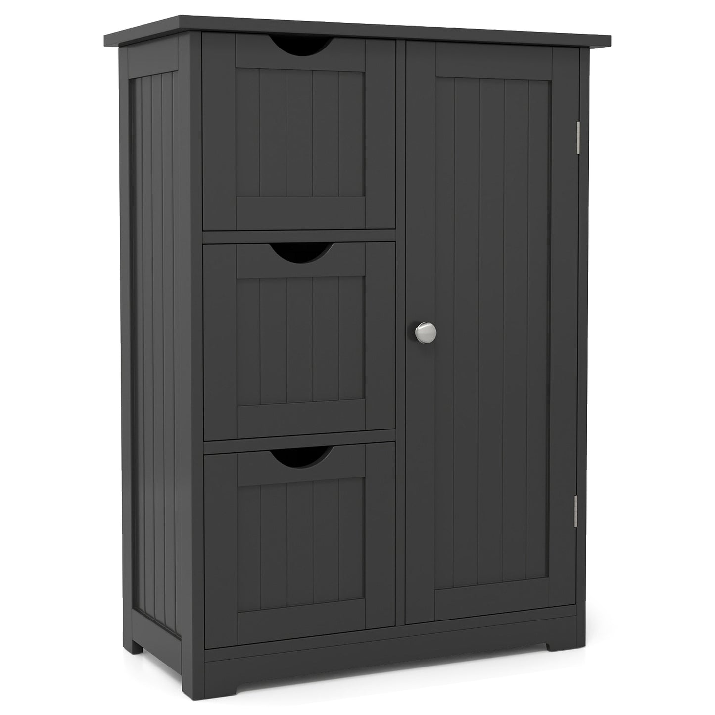 Bathroom Floor Cabinet, 3 Drawers, 1 Cupboard, Black Floor Cabinets at Gallery Canada