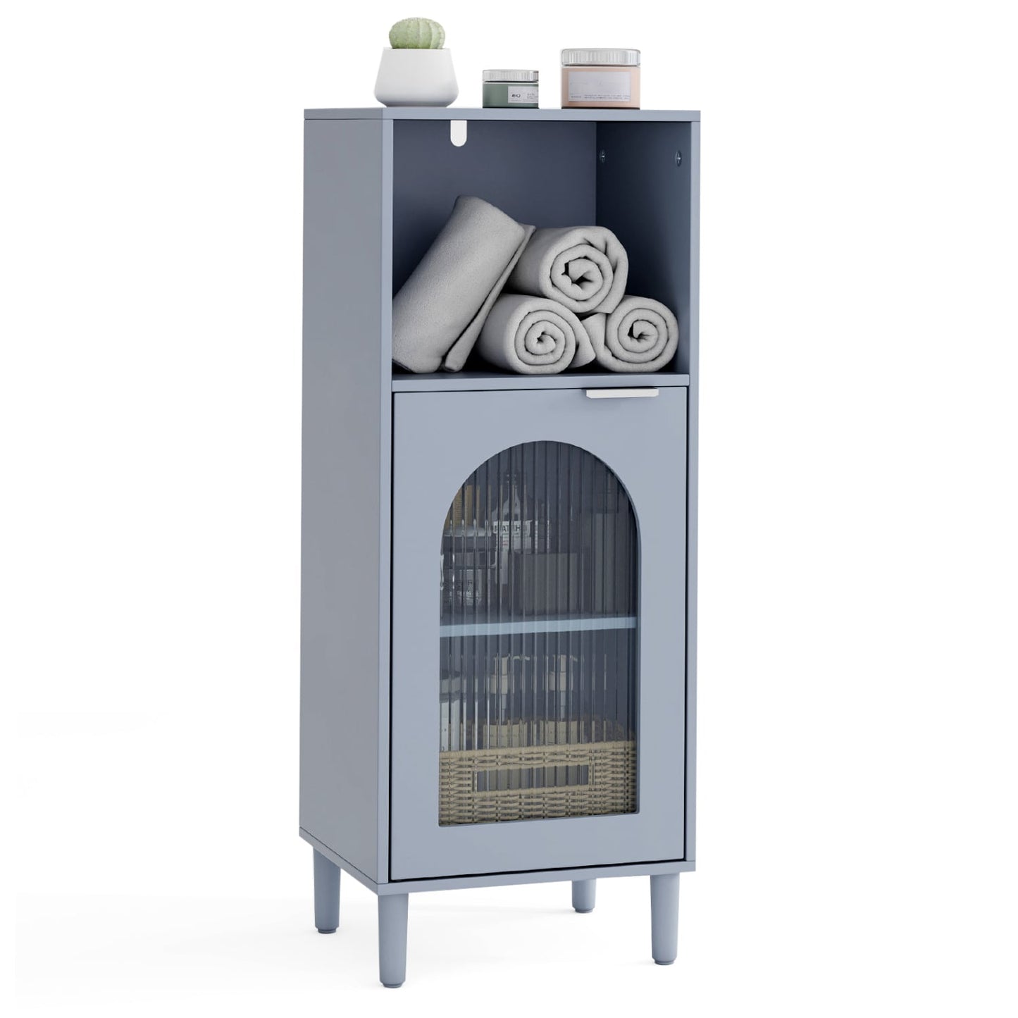Bathroom Floor Cabinet, Wood Side Storage, Adjustable Shelf, Gray Floor Cabinets Gray at Gallery Canada