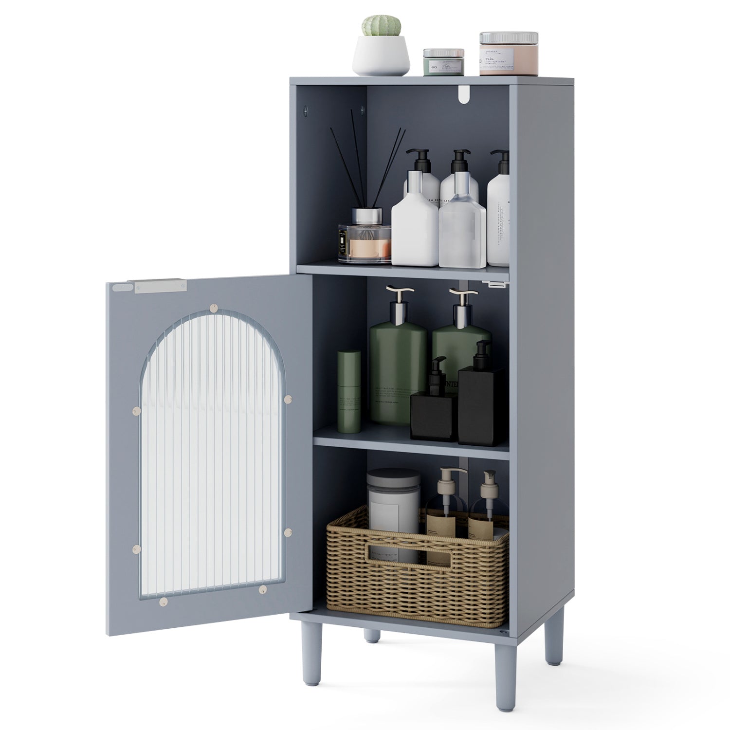 Bathroom Floor Cabinet, Wood Side Storage, Adjustable Shelf, Gray Floor Cabinets at Gallery Canada
