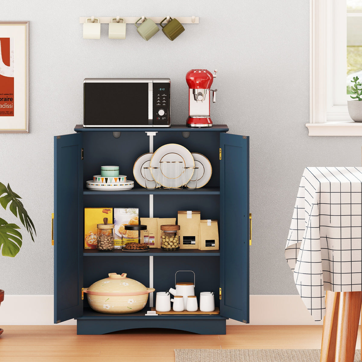 Bathroom Floor Storage Cabinet, 2 Doors, Adjustable Shelves, Blue Floor Cabinets at Gallery Canada