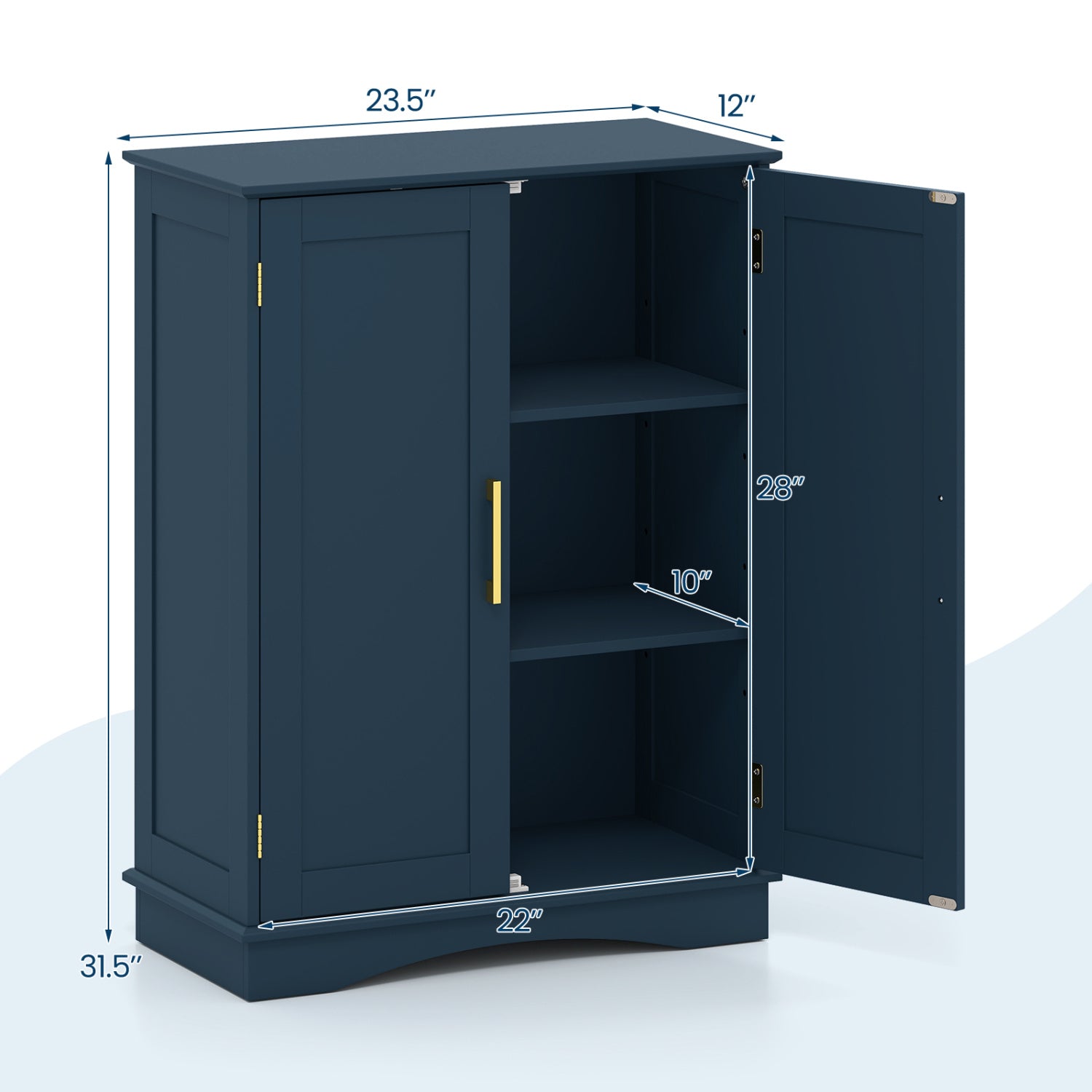 Bathroom Floor Storage Cabinet, 2 Doors, Adjustable Shelves, Blue Floor Cabinets at Gallery Canada