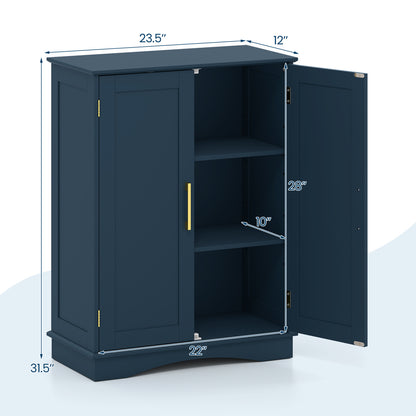 Bathroom Floor Storage Cabinet, 2 Doors, Adjustable Shelves, Blue Floor Cabinets at Gallery Canada