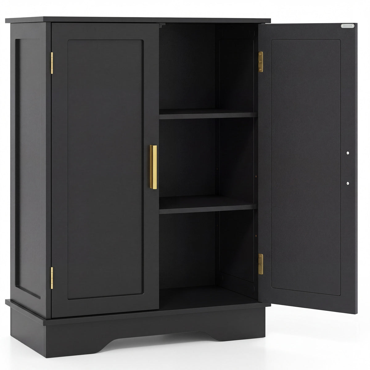 Bathroom Floor Storage Cabinet, 2 Doors, Adjustable Shelves, Black Floor Cabinets Black at Gallery Canada