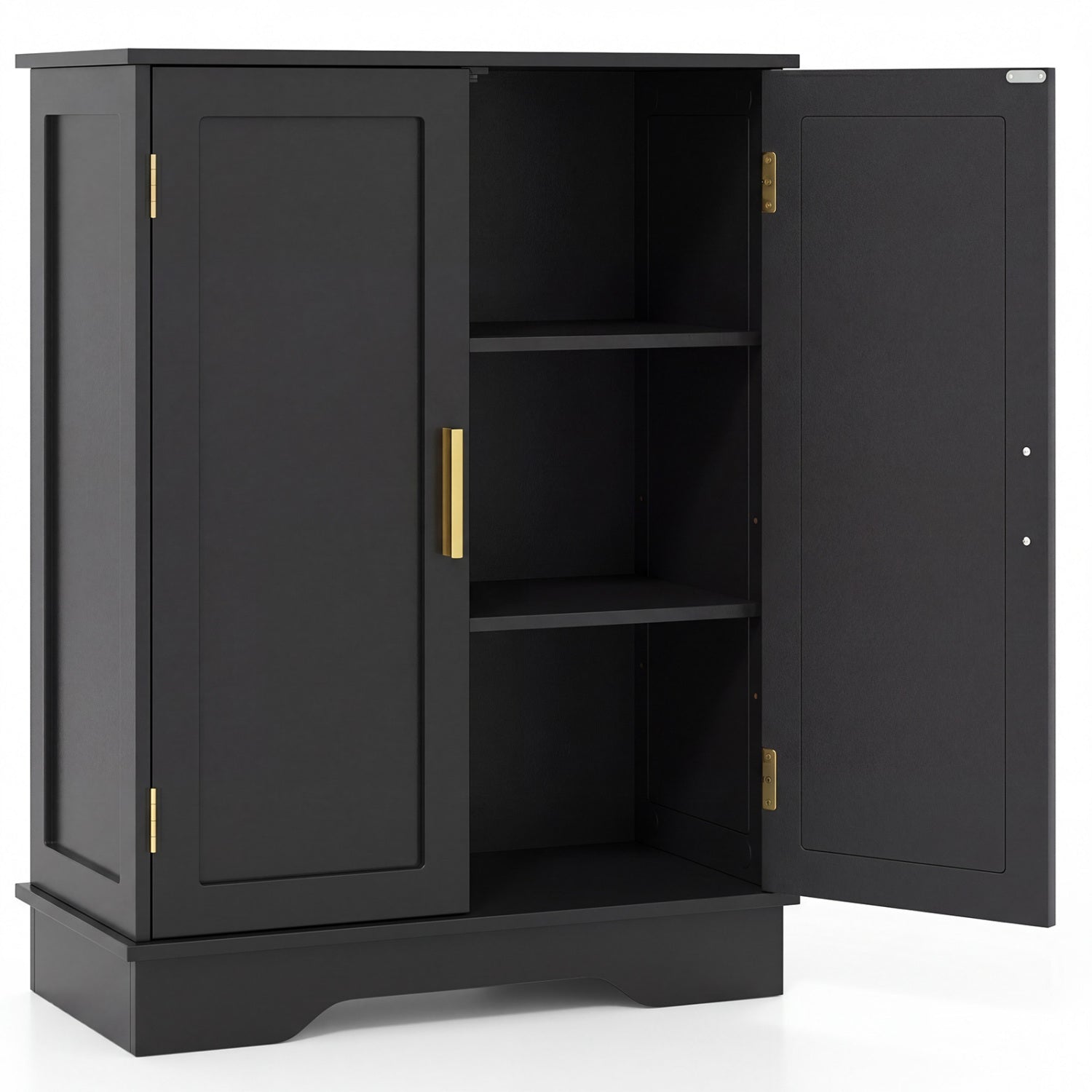 Bathroom Floor Storage Cabinet, 2 Doors, Adjustable Shelves, Black Floor Cabinets at Gallery Canada