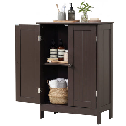 Bathroom Floor Storage Cabinet, Double Door, Brown Floor Cabinets Brown at Gallery Canada