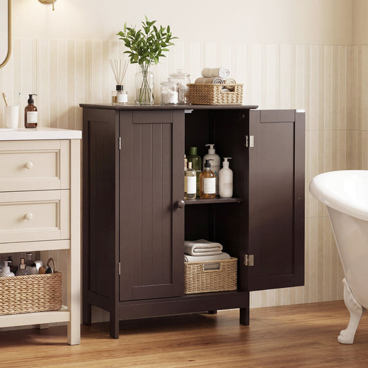 Bathroom Floor Storage Cabinet, Double Door, Brown Floor Cabinets Brown at Gallery Canada