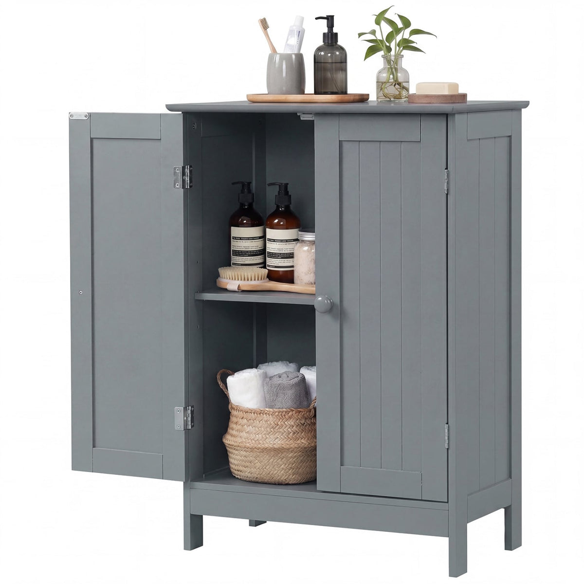 Bathroom Floor Storage Double Door Cupboard Cabinet, Gray Floor Cabinets at Gallery Canada