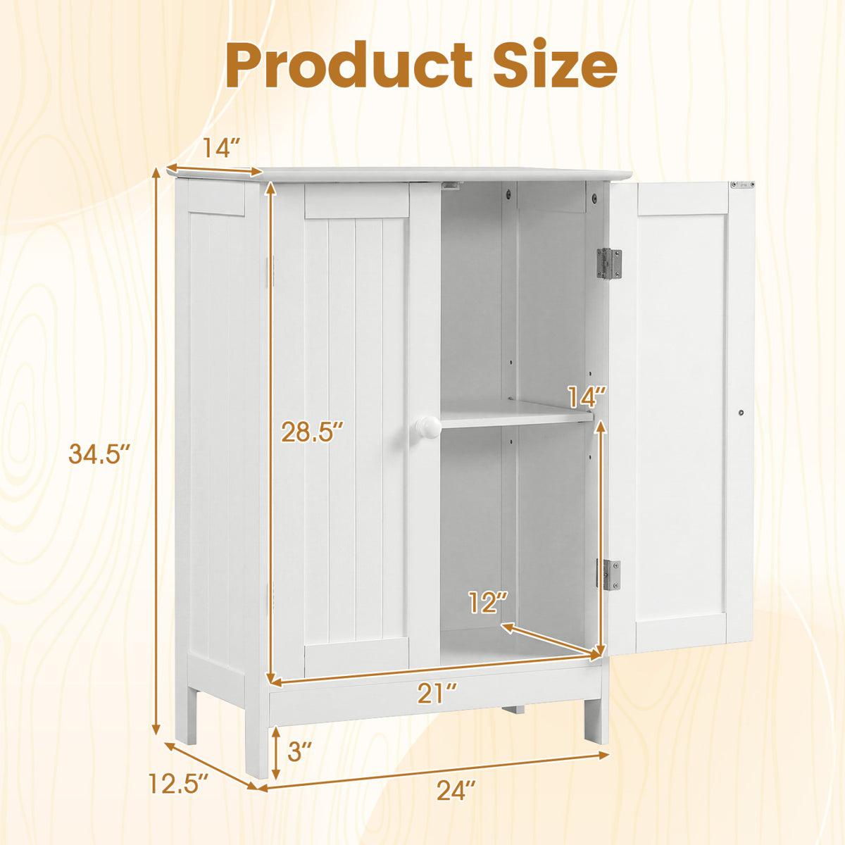 Bathroom Floor Storage Cabinet, Double Door, White Floor Cabinets at Gallery Canada