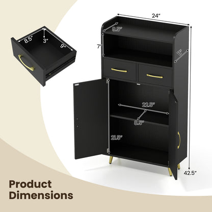 Bathroom Storage Cabinet, 2 Drawers, 2 Doors, Black Floor Cabinets at Gallery Canada
