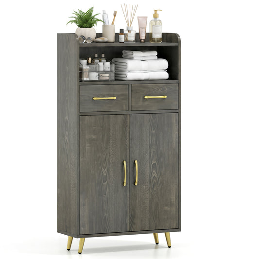 Bathroom Cabinet, Floor Cabinet with 2 Drawers, Oak, Gray Floor Cabinets Gray at Gallery Canada