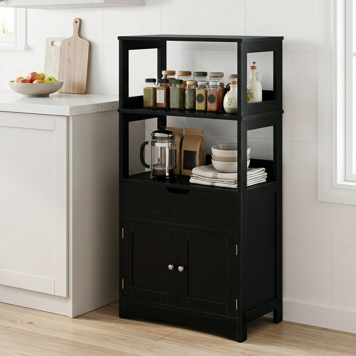 Bathroom Storage Cabinet With Drawer, Black Floor Cabinets at Gallery Canada