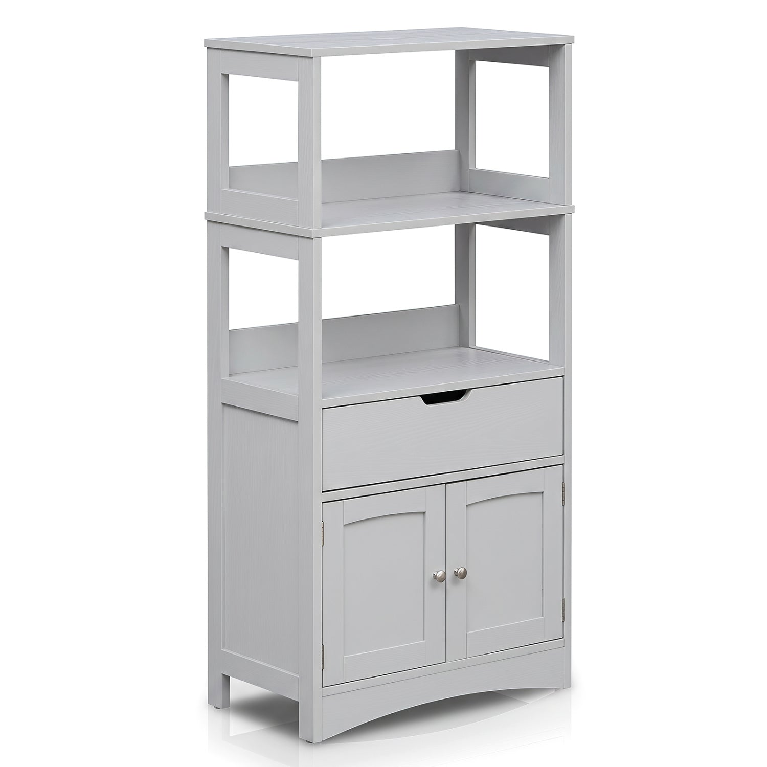 Bathroom Storage Cabinet with Open Shelves and Drawer, Gray Floor Cabinets Gray at Gallery Canada