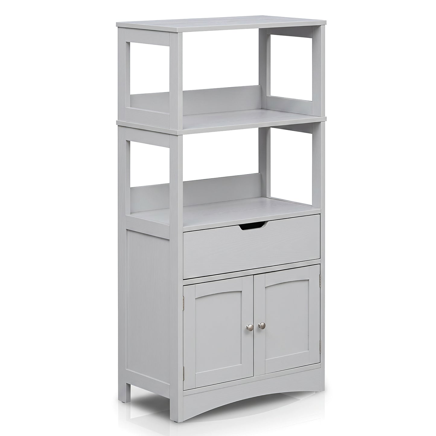 Bathroom Storage Cabinet with Open Shelves and Drawer, Gray Floor Cabinets Gray at Gallery Canada