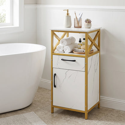 Bathroom Storage Cabinet, Single Door, Drawer & Shelf, White