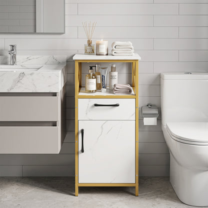 Bathroom Storage Cabinet, Single Door, Drawer & Shelf, White