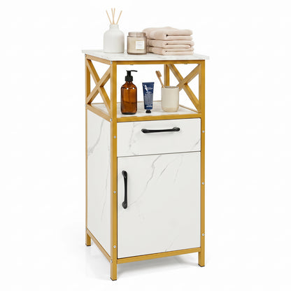 Bathroom Storage Cabinet, Single Door, Drawer & Shelf, White