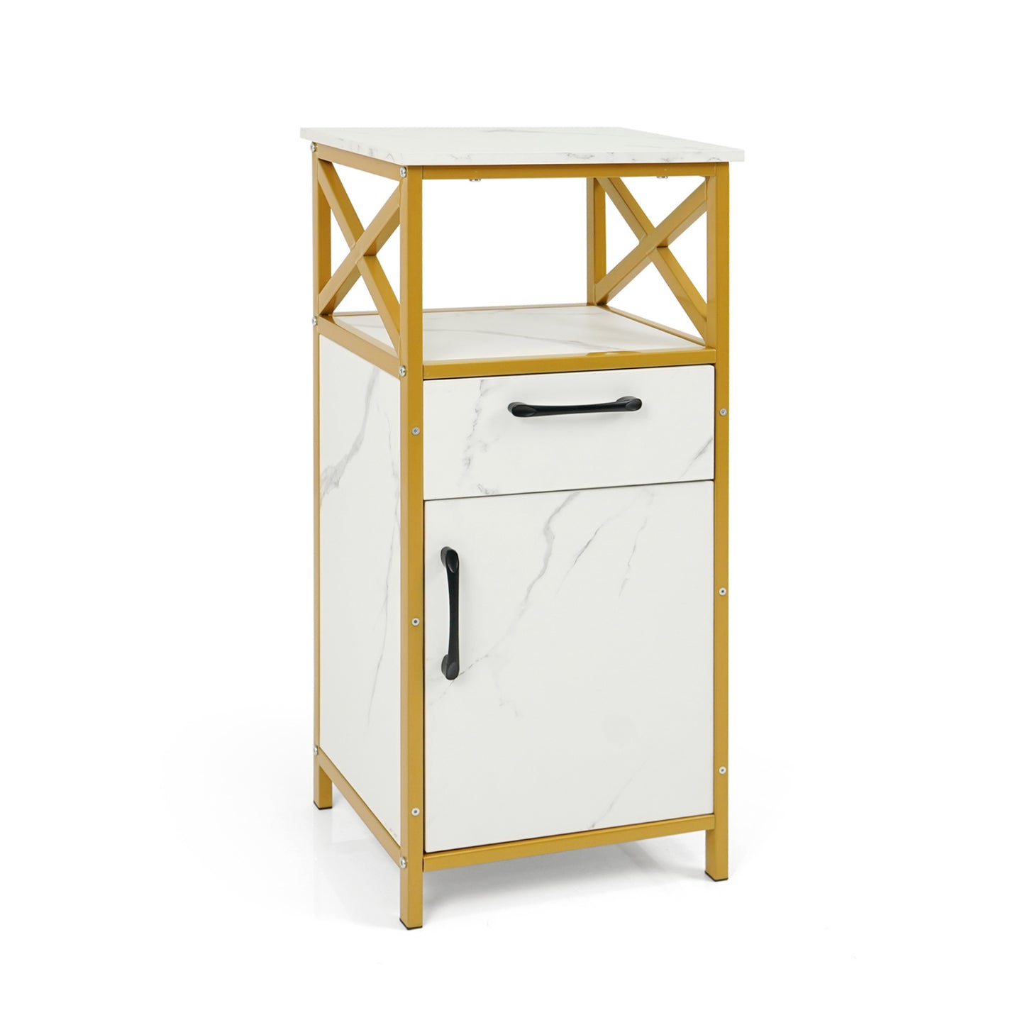 Bathroom Storage Cabinet, Single Door, Drawer & Shelf, White