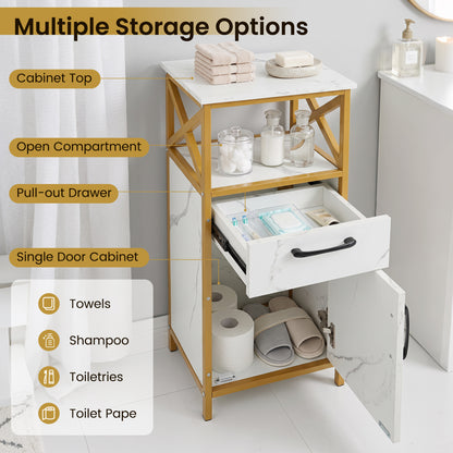 Bathroom Storage Cabinet, Single Door, Drawer & Shelf, White