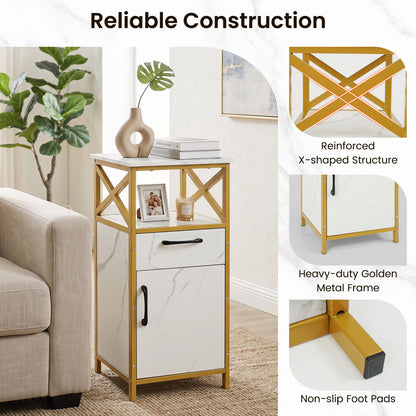 Bathroom Storage Cabinet, Single Door, Drawer & Shelf, White