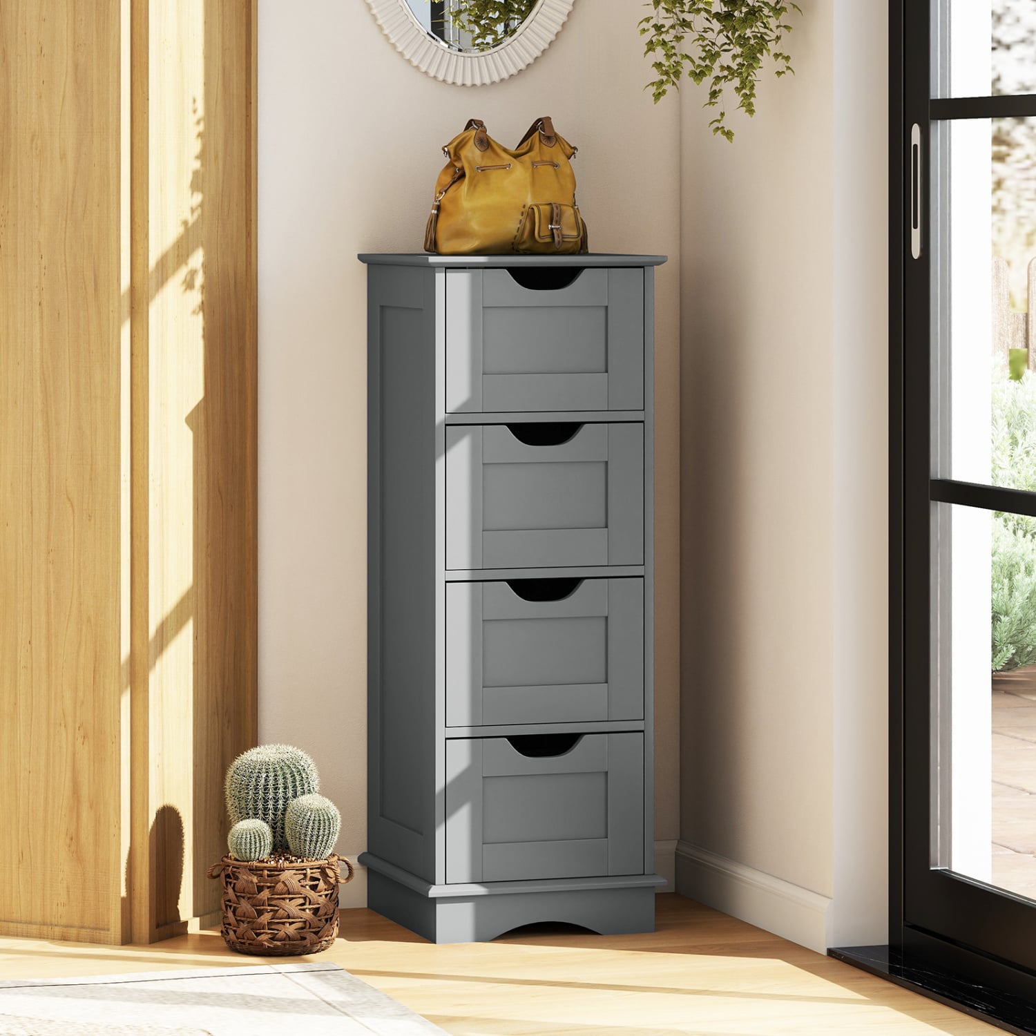 Bathroom Storage Cabinet, 4 Drawers, Gray Floor Cabinets at Gallery Canada