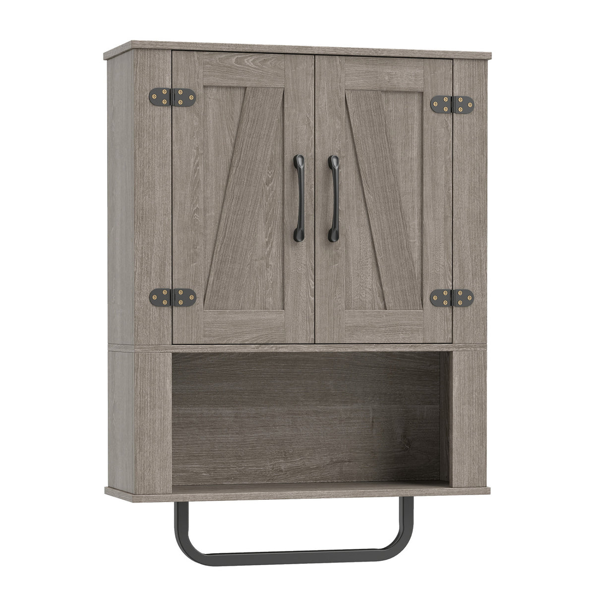 Bathroom Wall Cabinet, Barn Doors, Towel Bar, 3-Tier, Gray Wall Cabinets at Gallery Canada