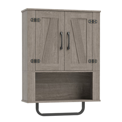 Bathroom Wall Cabinet, Barn Doors, Towel Bar, 3-Tier, Gray Wall Cabinets at Gallery Canada