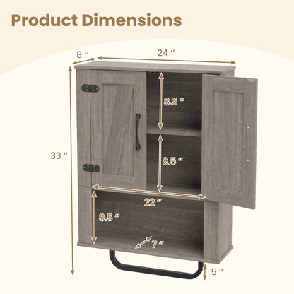 Bathroom Wall Cabinet, Barn Doors, Towel Bar, 3-Tier, Gray Wall Cabinets at Gallery Canada