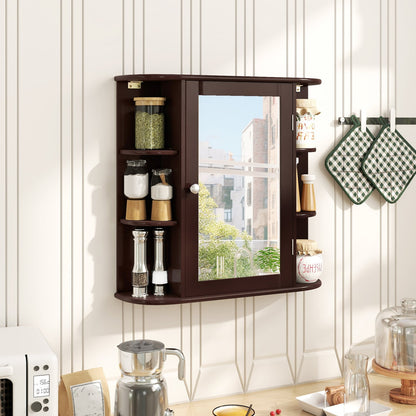 Bathroom Wall Cabinet, Mirror Door, 4 Shelves, Brown Wall Cabinets at Gallery Canada